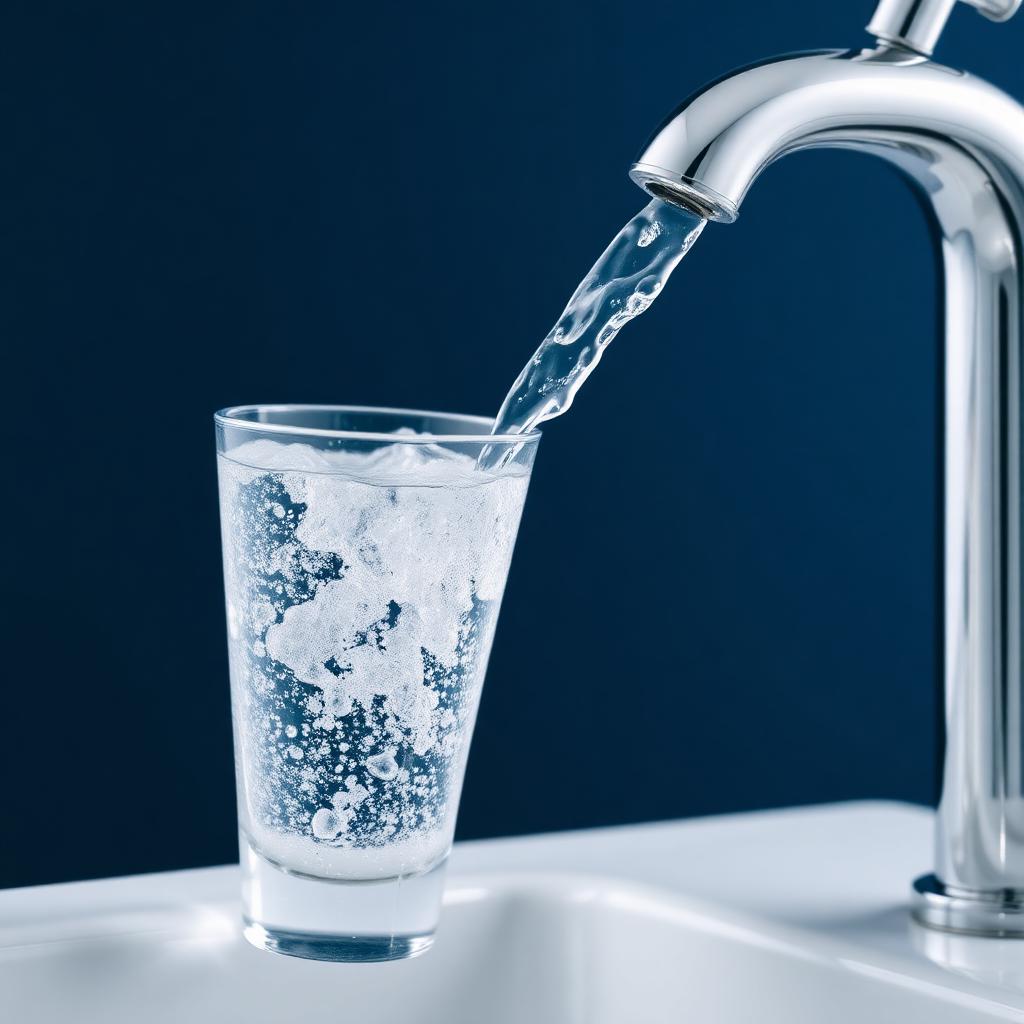 Clean filtered water poured into a glass